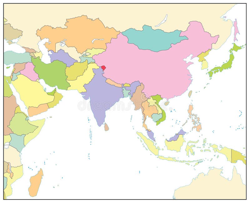 Mapa político de Asia del Sur aislado en blanco NINGUÌN texto